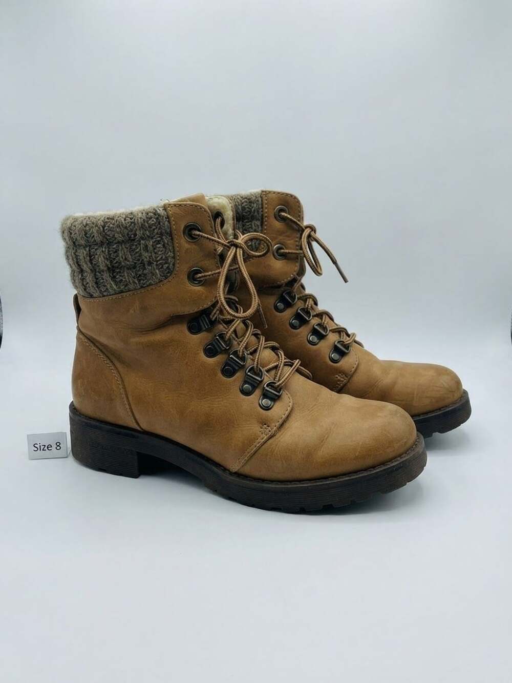 MIA MAYLINN Winter Leather Boots 8.5 Medium KHAKI BROWN